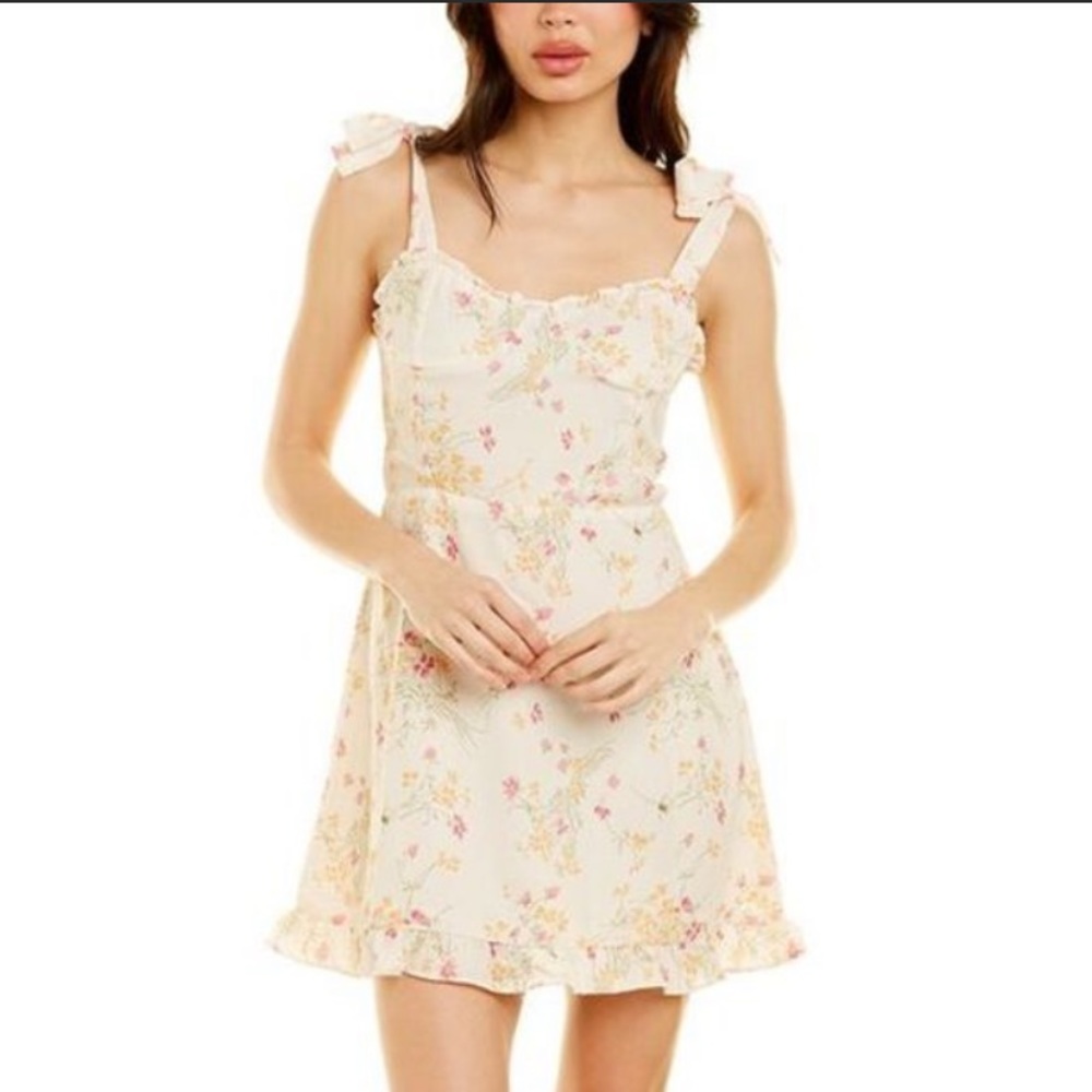 70/21 Floral printed short dress shoulder Tie Sz M